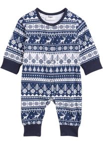 Baby jumpsuit met Noors patroon van biologisch katoen - blauw - maat 80/86 - 100% katoen - bonprix
