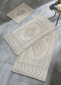 Badmat met high-low structuur - beige - maat 50x95 cm - met katoen - bonprix