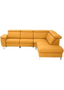 Cantus Ecksofa , Gelb , Leder , Echtleder , Color-Finish-Leder , Uni , Ottomane rechts, L-Form , 271x239 cm , Goldenes M , Typenauswahl, Bettkasten erhältlich, Fußauswahl, Lederauswahl, Stoffauswahl, seitenverkehrt erhältlich, Hocker erhältlich, Rückenfutter , Wohnzimmer, Sofas & Couches, Sofas, Ledersofas