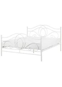 Beliani Metallbett 140/200cm Weiß Lyra , Metall , 140x200 cm , Schlafzimmer, Betten, Metallbetten