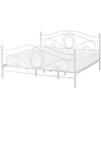 Beliani Metallbett 180/200cm Weiß Lyra , Metall , 180x200 cm , Schlafzimmer, Betten, Metallbetten