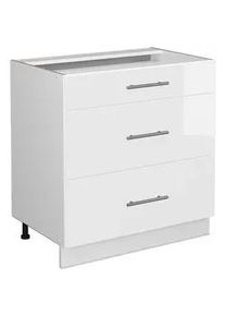 VICCO Badschrank Fame-Line Weiß Hochglanz 80 x 82 cm mit 3 Schubladen ohne Ap , Weiß Hochglanz, Weiß , Holzwerkstoff , Rechteckig , 80x82x51.6 cm , Badezimmer, Badezimmerschränke, Midischränke