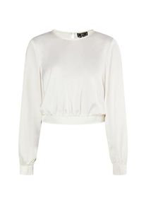 Lynnea, Blusen, Long Sleeve Blouse with Satin Sheen, Stretch, Back Cut-Out, and Button Waistband, (S)