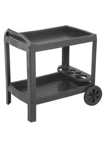 Garten-Servierwagen , Anthrazit , Kunststoff , rechteckig , konisch, eckig , 74x73x53 cm , Grüner Punkt, Made in Italy , wetterbeständig , Gartenmöbel, Gartentische, Garten-Beistelltische