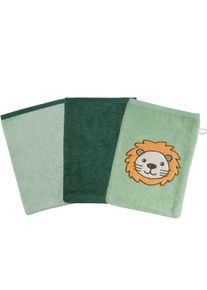 Wörner Wörner Waschhandschuh »Löwe« 3er-Set, mit Stickerei, Größe B/L: 15 cmx21 cm