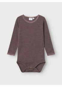 name it Mädchen Langarmbody »NMFWANG WOOL NEEDLE LS BODY SOLID NOOS« in braun, Größe N-Gr