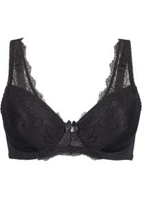 Schalen-BH mit zarter Spitze, schwarz, Größe 95D, bonprix