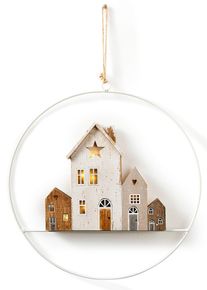 LED-Hängedeko Häuser, beige, Größe Onesize, bonprix