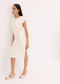 Jerseykleid aus elastischem Baumwoll-Mix, beige, Größe 36/38 (S), mit Baumwolle, bonprix