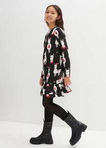 Jerseykleid aus reiner Bio-Baumwolle, schwarz, Größe 116/122, mit Baumwolle, bonprix
