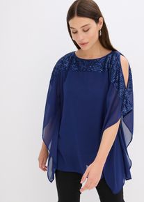 Tunika mit Pailletten, blau, Gr&ouml;&szlig;e 38, bonprix