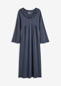 Nachthemd mit Rüschen, blau, Größe 56/58 (3XL), mit Baumwolle, bonprix