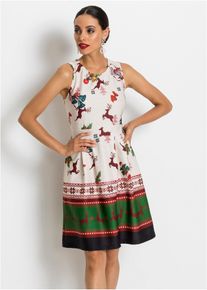 Etuikleid aus fester Scuba-Qualität mit Weihnachtsmotiv, beige, Größe 36/38 (S), bonprix