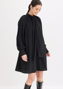 Blusenkleid mit Schluppenkragen, schwarz, Gr&ouml;&szlig;e 52, bonprix