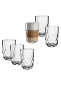 Leonardo Latte macchiato glas GOCCE, 380 ml, 6-stuks set 1. variant, met druppelrelief (set, 6-delig) glazen wit