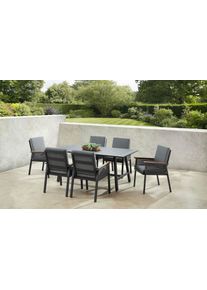 Konifera Tuin-eethoek Edessa, TOPSELLER! Tafelblad van aluminium latten, armleuning met touwraster & Nonwood latten (set, 19-delig) tuinsets grijs