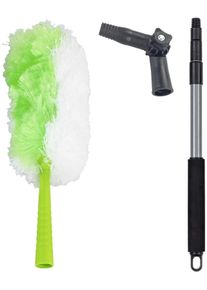 Maximex Plumeau 2in1 Stofwisser met telescopische steel en knikgewricht, antistatisch toebehoren groen