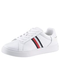 Tommy Hilfiger Sneakers ESSENTIAL COURT SNEAKER STRIPES , vrijetijdsschoen, halfschoen, veterschoen met gepolsterde schacht dames schoenen maat 35 wit