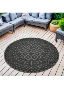 my home Vloerkleed Juliane Outdoor Hoog-laag structuur, Boho, geschikt voor buiten, balkon, terras moderne vloerkleden maat 9 grijs