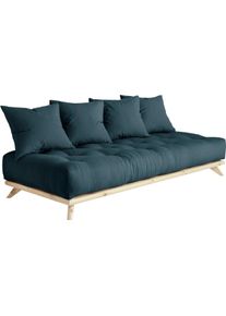 KARUP Slaapbank Senza divan met houtstructuur bedden maat Katoenmix blauw