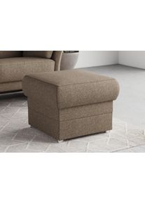 DOMO collection Hocker Pina, compact en comfortabel Bijpassende voetenbank/poef bij de serie hockers maat Fijne structuurstof grijs