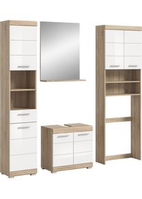 Inosign Badkamerserie Siena, 4-delig, bestaande uit: Hoge kast, WBU, badkamer spiegel, wasmachine ombouwkast (set, 4-delig) badmeubelsets