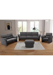 DOMO collection Hocker Pina, compact en comfortabel Bijpassende voetenbank/poef bij de serie hockers maat Luxe-microvezel zacht grijs