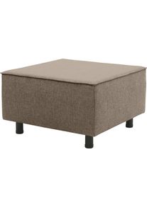 DOMO collection Hocker Sonna, individueel uitbreidbaar Polsterhocker voor terras, tuin en balkon, speciaal voor buiten hockers maat Platweefsel bruin