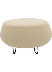 DOMO collection Hocker Poika, op hoge poten Ronde en mooie poef, bekleding van imitatiebont, diameter 78 cm hockers maat Imitatiebont beige