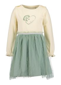 Blue Seven Jerseyjurk met opgestikte tule overrok en geweldig paarden-frontmotief meisjes jersey jurken maat 128 wit