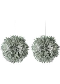 Creativ green Winterse kunstplant Kerst versiering Bal &Oslash; 14 cm, bedekt met kunstsneeuw, 2-delige set (2 stuks) kunstplanten groen