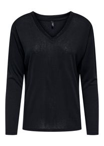 Only Shirt met lange mouwen ONLHENRIETTA L/S V-NECK SHINE TOP JRS dames longsleeves maat XL zwart