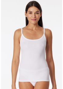 Schiesser Hemd Pure Rib diepe ronde halslijn, elastisch, smalle bandjes dames armloze tops maat 44 wit