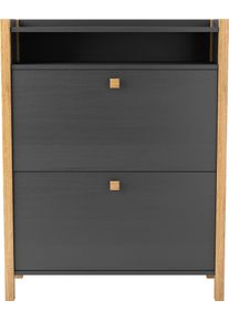 WOODMAN Schoenenbank Charis in scandinavisch design, houtfineer van eiken, fsc-gecertificeerd halbankjes grijs