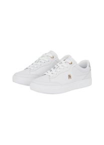 Tommy Hilfiger Plateausneakers ESSENTIAL CHIC COURT SNEAKER vrijetijdsschoen, veterschoen, lage schoen met th-sieraad dames lage sneakers maat 35 wit