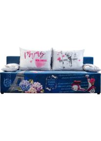 exxpo - sofa fashion Slaapbank exxpo Tabou met slaapfunctie en bedkist, liftbedfunctie en binnenvering blauw, slaapbanken, Breedte ligoppervlak: 193