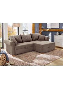 Jockenhöfer Jockenhöfer Gruppe Hoekbank List L-vorm veel opbergruimte, 2 aparte liggedeeltes, ottoman voetenbank/poef links of rechts bruin, hoekbanken, Breedte