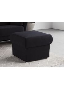 DOMO collection Hocker Pina, compact en comfortabel Bijpassende voetenbank/poef bij de serie hockers maat Microvezel hoogpolig blauw