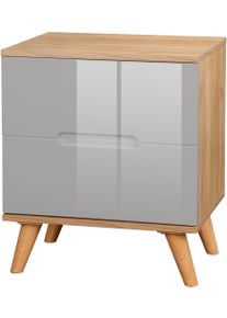 Andas Nachtkastje Lund nachttafel bijzetkast commode met hoogglans fronten Nachtkastje met 2 lades bestseller in Scandinavisch design nachtkastjes