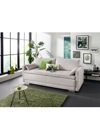 Inosign Slaapbank Berlin met boxspringopbouw, slaapfunctie & bedkist, bank met bedfunctie zilver(kleur), slaapbanken, Breedte ligoppervlak: 160 cm,