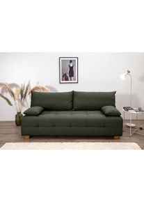 Collection AB Slaapbank Bella, B: 196 cm, ligvlak 145x196 cm met bedfunctie, bedlade & 2 armleuningkussens, vering groen, slaapbanken, Breedte