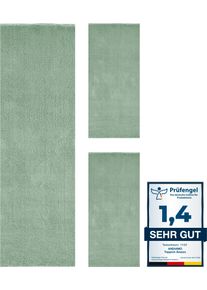 ANDIAMO Set slaapkamerkleedjes Arezzo Effen kleuren, zachte pool, wasbaar, ideaal voor de woonkamer en slaapkamer bedvloerkleden groen