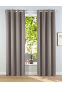 my home Verduisteringsgordijn Solana set van 2, breedte 140 cm, uni (2 stuks) kant & klaar gordijnen maat 1 beige