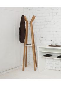 WOODMAN Kapstok Monti in scandinavisch design, van massief eiken, met 4 haken, fsc kapstokken wit