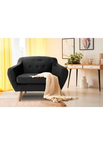 Andas Fauteuil Hol met capitonnage achter in scandinavische stijl fauteuils maat Fluweel grijs