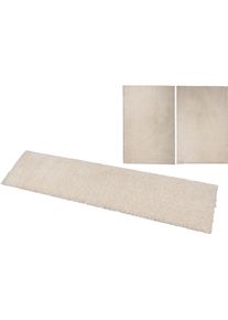 Bruno Banani Set slaapkamerkleedjes Shaggy Soft geweven, unikleuren, bijzonder zacht, slaapkamerkleed, loperset bedvloerkleden maat 14 beige
