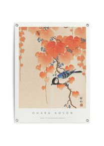Reinders! Poster Ohara Koson Great tit Outdoor voor tuin of balkon deurposters oranje