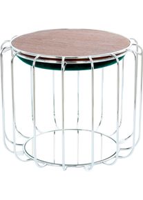 Kayoom Bijzettafel Pouf Comfortable 110, afneembare en omkeerbare bovenkant praktisch om te bouwen tot tafel of voetenbank/poef, met spiegelglas (1