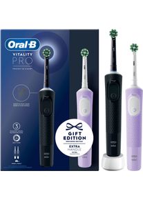 Oral-B Oral B Elektrische tandenborstel Vitality Pro 3 poetsmodi, set van 2 mondverzorging zwart