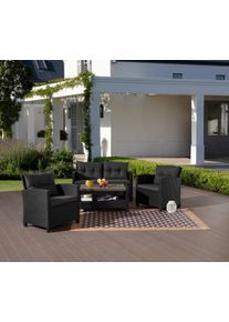 Konifera Tuinset St. Tropez Polyrotan, staal, planchet onder de tafel, balkonset, loungeset (set, 11-delig) tuinsets zwart